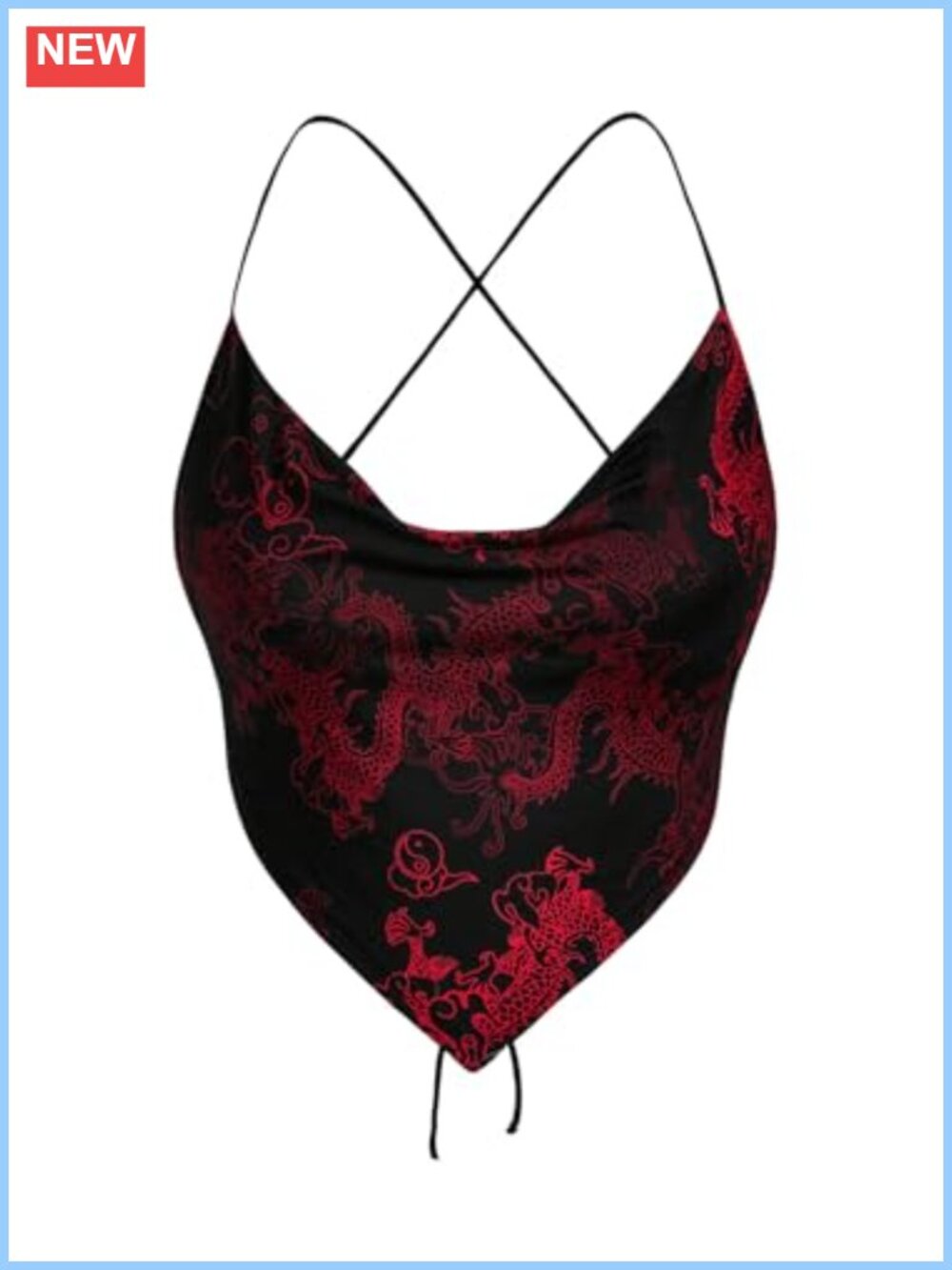 Women's Dragon Bandana Halter Crop Top Polyester Blend Sleeveless Cami